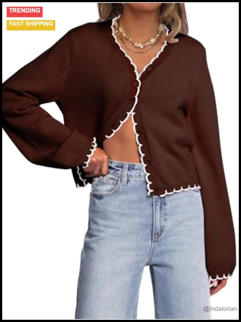 Long Sleeve Open Front Cropped Cardigan Knit Sweater Jacket